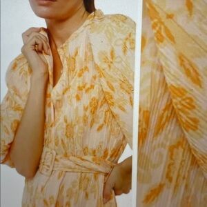 Ciebon Aniston plisse belted dress sz M